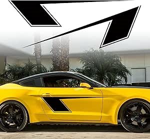 Car Side Skirt Decal Stickers Compatible with Mustang. Body Side Racing Stripe Graphic Stickers 2Pcs (Black)