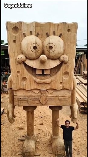 Spongebob Giant Wooden Statue #shorts