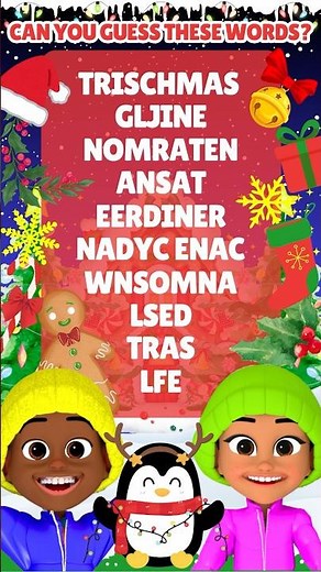 🧩 Game Time with OmoBerry: Christmas Word Scramble w/ Sight Words | Brain Break Games for Kids