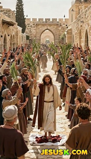 Jesus Enters Jerusalem – People shout Hosanna! with Joy and Hope!