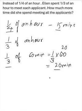 Ellen took 1/3 of an hour for interview #algebraclass8 #fractions