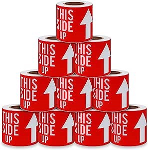 This Side UP Stickers 3×5 Inch Fragile Shipping Handing Warning Labels Suitable for Business Delivery,Warehouse,Factory,Logistics - 100 Stickers Per Roll（10 Rolls）