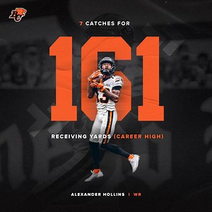Alley B locked in 💪🏾 Alexander Hollins with a career high 7 catches for 161 receiving yards 🙌🏽 #BCLions | BC Lions