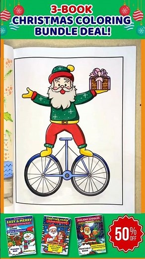 Color the Fun! Santa on Unicycle from Easy And Merry Christmas Coloring Book