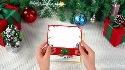 FaCraft Pop Up Christmas Cards - with Envelope and Seal, 6“x8”, Pop Up Handmade 3D Merry Christmas Card Gift for Winter, Holidays, New Year (Tree, Gifts)