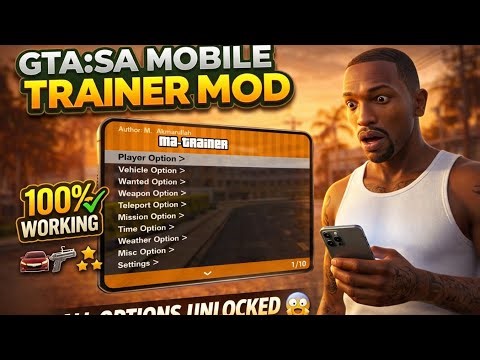 GTA SA Mobile Trainer Mod 🔥 All Options Unlocked (100% Working)