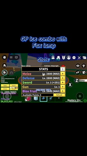 OP ice combo with fox lamp and sanguine #bloxfruits #comboes #shorts