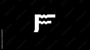 isolated white ABC alphabet letters on black background glitch font, pixel font