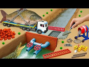 DIY Mini Truck & Tractor Build a Brick-Concrete Bridge with Smart Drains | Science Project