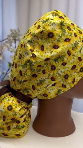 Surgical Scrub Cap Ponytail Nurse Uniform Hat for Operating Room Surgeon Cap - Sunflower Print - Etsy