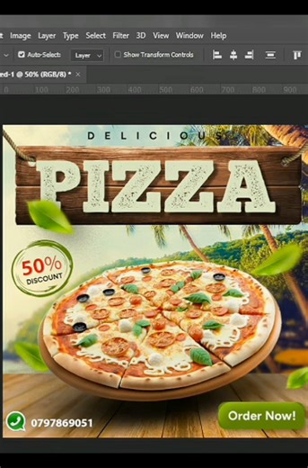 Pizza Social Media Post Design #socialmedia #pizza #graphics #post#socialmediatips #skills #adobephotoshop #learnontiktok #designing #discount #learn