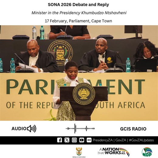 Listen 🎧 | Govt is at work. Minister in the Presidency, Khumbudzo Ntshavheni, addresses efforts to tackle the water crisis impacting communities. #SoNADebate #GovZAUpdates | South African Government