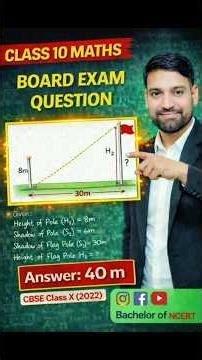 Height and Shadow Question🔥📗 Class 10 Maths | Board Exam Trick