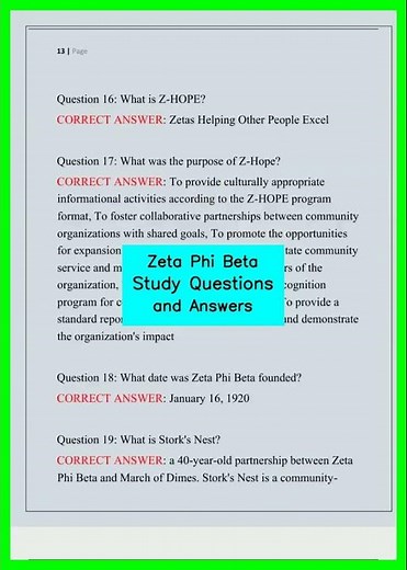 Zeta Phi Beta Study Questions and Answers video