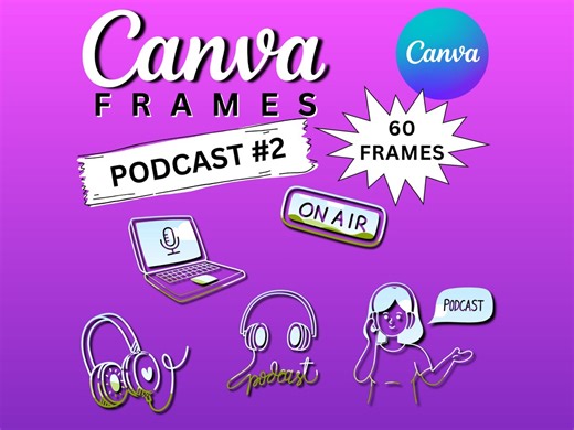 Podcast Canva Frames: 60  bearbeitbare ziehen & ablegen-Vorlagen - Etsy.de