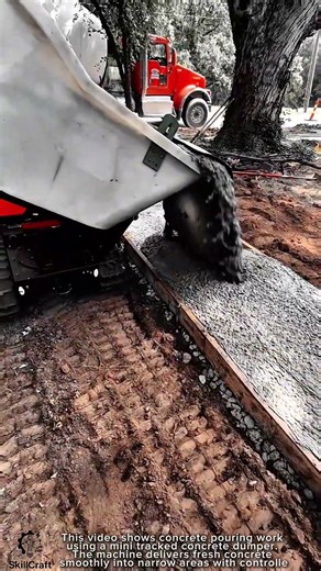Concrete Pouring Work Tool Using Mini Tracked Concrete Dumper#worktool