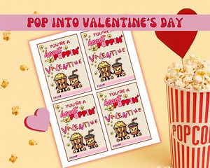 Popcorn Valentine's Day Cards. Sugar Free Fun. Classroom Party Cards. Vintage Retro Design. - Etsy Canada