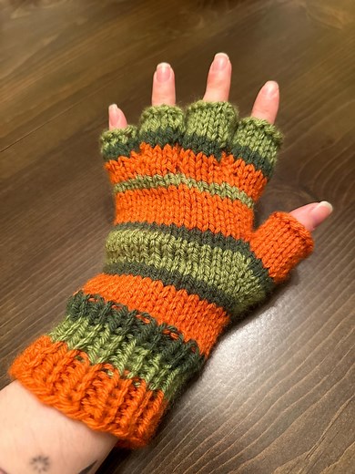 Made to Order Coraline Jones Fingerless Gloves Orange Black and Green Striped Yarn Mittens Cosplay - Etsy