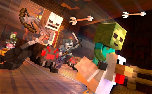 我的世界动画 SPIDER JOCKEY RACE - Zombie, Chicken Jockey, and Skeleton Race