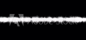 Band of symmetrically smoke across the screen on black background with Alpha Channel. Smoke background for text box or heading. Abstract festive advertising, congratulations. 3D animation