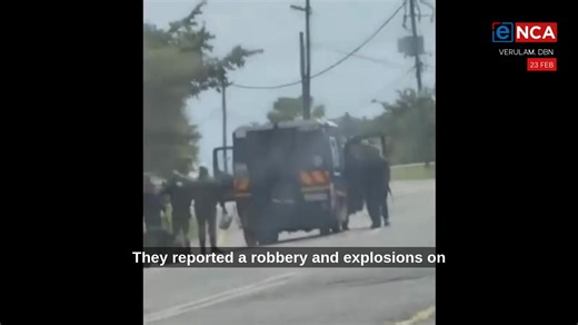 Cash-in-transit robbers make off with an undisclosed amount of money in Verulam, north of Durban. The public alerted security, Reaction Unit SA to the incident. The suspects fled in two vehicles, reportedly firing shots at a Reaction Unit helicopter. Tune in to #eNCA, channel #DStv403. | eNCAnews