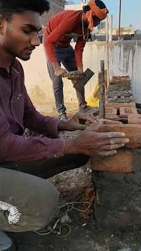 Easy way to fix bricks when rebar comes in the way during brick masonry #brickwork