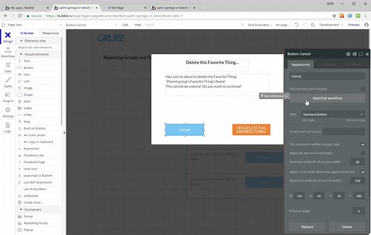 Using Bubble: Repeating Groups and Operating on their Items in a Pop-Up