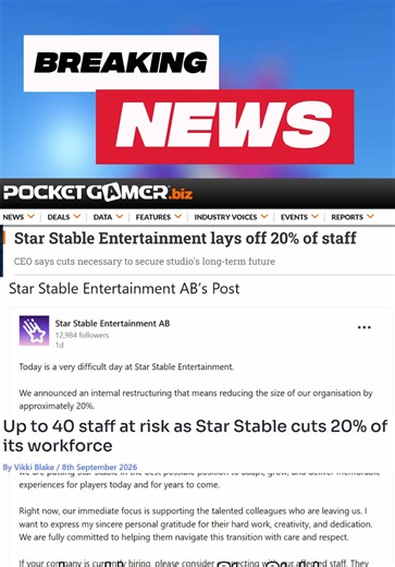 Star Stable restructuring 2026: 20% workforce cut explained