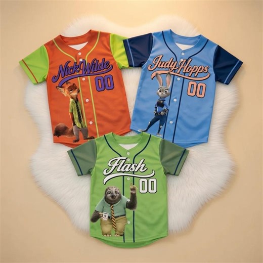 Personalized Zootopia Kids Baseball Jersey, Nick Wilde Judy Hopps Flash Sloth Shirt, Custom Name Zootopia Birthday Jersey for Boys and Girls - Etsy