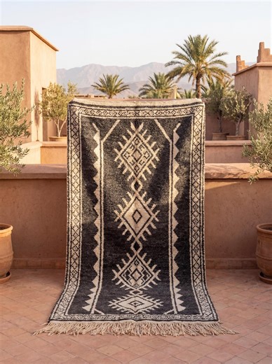 Moroccan Geometric Rug – Charcoal Ivory Tribal Diamond Pattern Boho Rug for Living Room Decor - Etsy