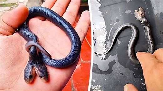 Descubren una rara cobra de dos cabezas en un campo de arroz de Indonesia