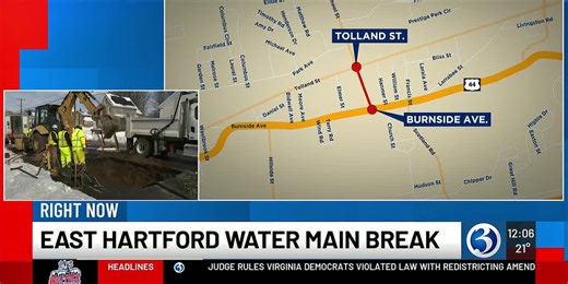 MAP: Crews work to fix multiple water main breaks in East Hartford