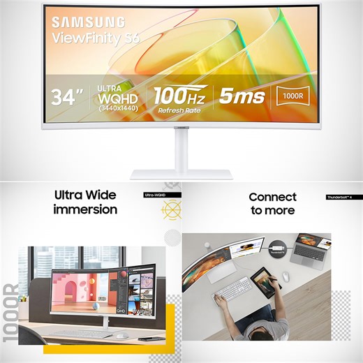 Don't Pay $800, Get a 34” Samsung ViewFinity S65TC Ultra-WQHD 1000R Curved Monitor for $399.99 Shipped
