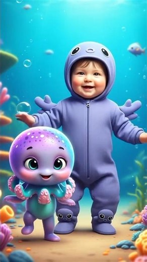 Cute Baby Octopus Dance 🐙💜✨ #CuteBaby #shorts #Kawaii #ViralShorts ‪@AiCutestVideo‬