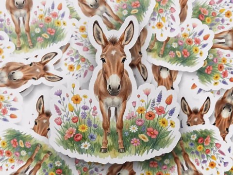 Donkey Watercolor PNG, Cute Rustic Farm Donkey Clipart, Cottagecore Floral Sublimation PNG Digital Download for Commercial Use - Etsy