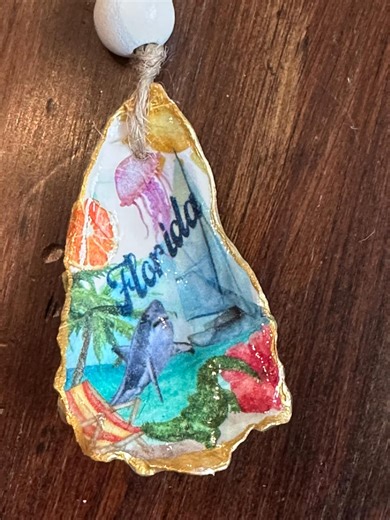 Oyster Shell Hanging Ornament: Beachy Florida Christmas Decor - Etsy