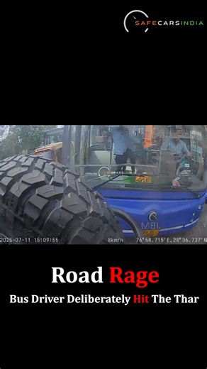 Prateek Singh on Instagram: "According to the car driver ( Abhishek Kaushik ) he had an argument with the bus driver at the previous traffic signal after the bus driver forced his car onto the footpath. The car driver then left the spot, but the bus driver allegedly chased him at high speed and deliberately crashed into his car. The car driver also had his 3-year-old child with him. Fortunately, no one was injured #driveresponsibly #mahindrathar"