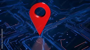 Red map pin highlighting sho prob on a digital interface Stock Video