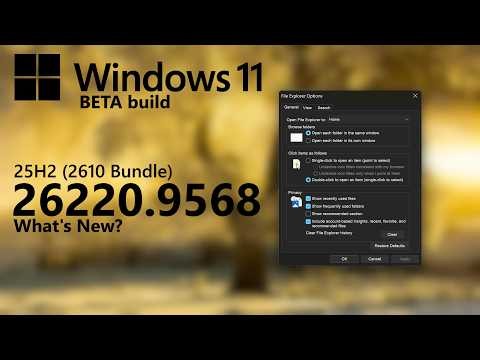 Windows 11 Beta Build 26220.9568 (25H2 2610 Bundle): 5 NEW features for October!