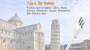 Adapter Italien Steckdose, Steckdosenadapter Italien mit 3er Steckdose & USB-C(3.4A), 1,5M Kabel 3-Fach Reiseadapter Italien Adapter für Italy, Chile, Uruguay, Äthiopien, Eritrea, Reisestecker Typ L