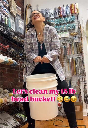 Every beader out there has “that pile” but when you own a bead store it gets out of control! From tangled strands and lost earrings to beads swept off the floor and extras from the bead table it just keeps adding up 🤣🤣🤣 on the bright side I’ve used this bucket for random projects, parties, giveaways, etc over the years because trust me there is a lot of beautiful stuff in there! But it also needs a good cleaning out now and then 😅😵‍💫😮‍💨 . . . . . #smallbusiness #women #crafty #live #clea