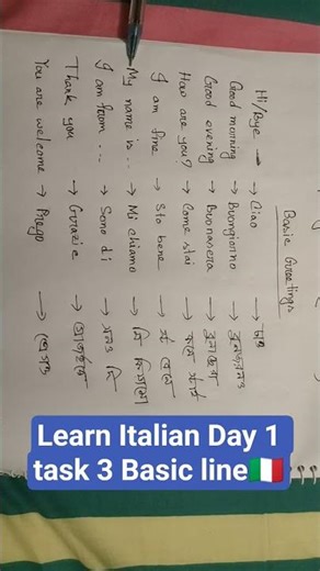 Learn italian language in 30 days || Day 1 task 2 italian greetings