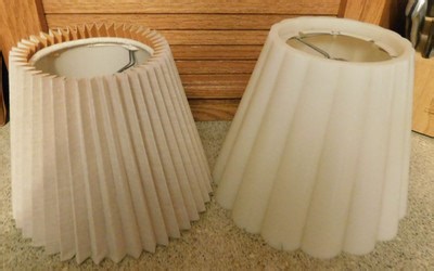 26-525 2 Vint 6" & 6.75" Linen Fabric Pleated & Round White Plastic Lamp Shades | eBay