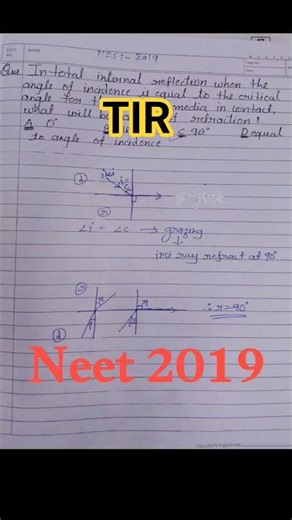 In total internal reflection when the angle of incidence is equal to the critical angle for the pair