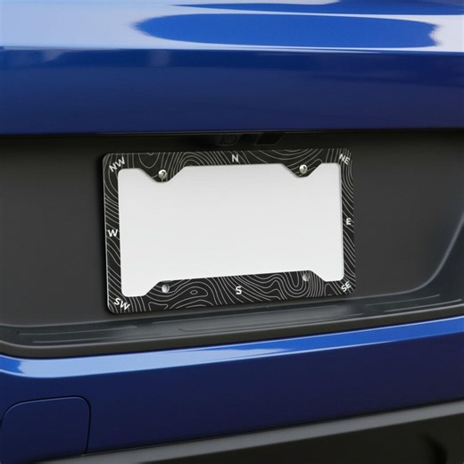 Topographic License Plate Frame, Mountain Map Car Tag Holder, Compass Design Frame, Adventure Car Accessory, Outdoor Gift, Custom Color - Etsy
