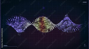 Scientific Microscopic Analysis Interface Experimenting On Human Genetic Strand. Microscopic Research Software. DNA Strand Analysis. Gene Strand Microscopic Analysis By Innovative Biotechnology