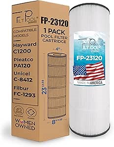 FP-23120 - Pool Filter Cartridge Replacement for Hayward C1200, Unicel C-8412, Filbur FC-1293 and PA120 Systems - Swimming Pool Cartridge Filter - Clean Water Filtration - 1 PC, 120 SQFT