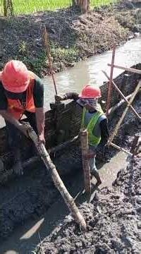 Pemasangan pondasi cerucuk bambu