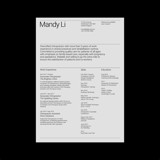 A4 Microsoft Word Cv/resumé Template 1 (clean & Minimal) - Etsy