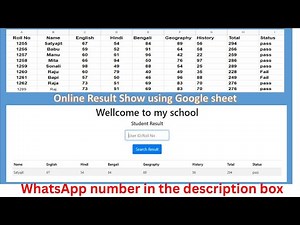 How to make online school result using google sheet database || display school result website